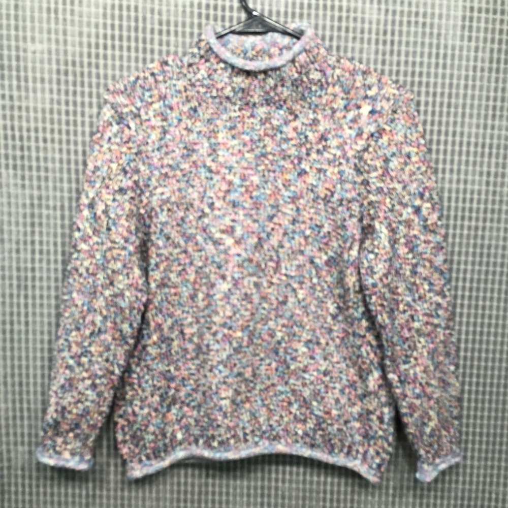 Pappagallo Petite Mock Neck Sweater Womens PL Multicolor Space Dye Knit Pullover